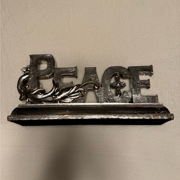 Vintage Silver Peace ☮️ Decor 10”x5.25x2.25 - Picture 3 of 10
